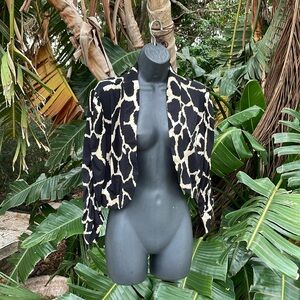 Nina Leonard zebra animal, print crop jacket